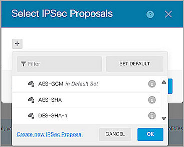 Screenshot of the Select IPSec Proposals dialog box